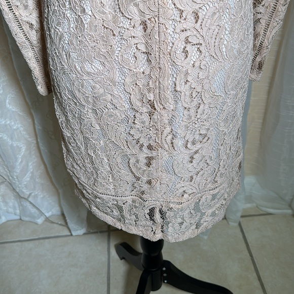 Reiss Cream Sheath Dress with Mandarin Collar and Bishop Sleeves,6 - Picture 7 of 8